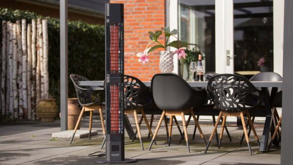 SUNRED® Heater Valencia Dark Lounge Black 3000 Watt Outdoor Garden Gastro Remote Control 210085