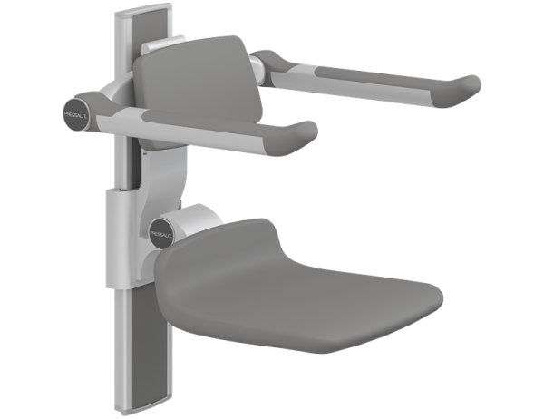Manually height adjustable 250 mm shower seat backrest armrest anthracite gray Pressalit R7334112