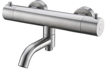 Wiesbaden Rio thermostatic bath and shower mixer in stainless steel, with sprout, normal pressure. Art.nr. 29.3939.