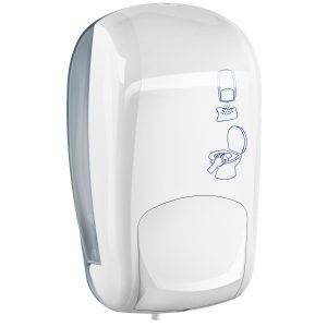 Toilet seat disinfectant dispenser 0.5L cartridge push button plastic white Marplast A95501