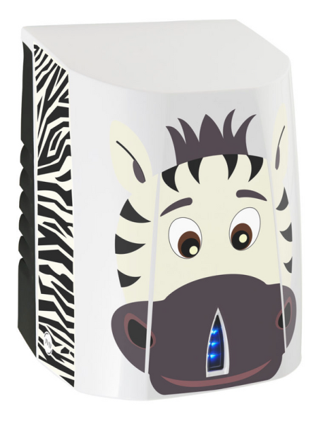 Kids Hand Dryer Compressed Air Plastic Zebra White Wall Mounted 600 W JVD 8111056KIDS