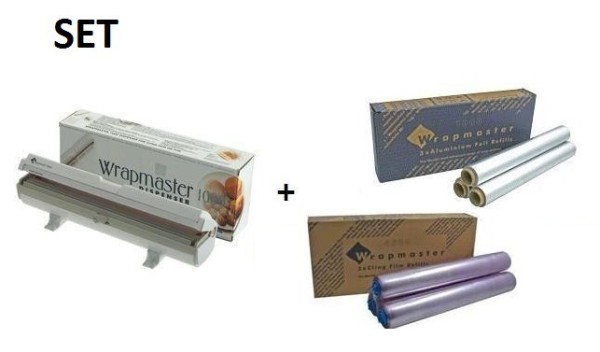 SET All in one Wrapmaster dispenser 1000 and cling film such as aluminium foil 1000 Wrapmaster  63M10,18C35,34C27