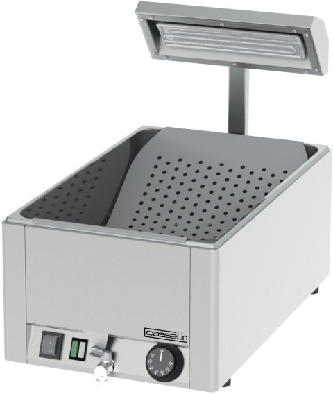 Casselin fries heater GN 1/1  1200W in stainless steel Aisi 310 with drain valve Casselin  CCG1