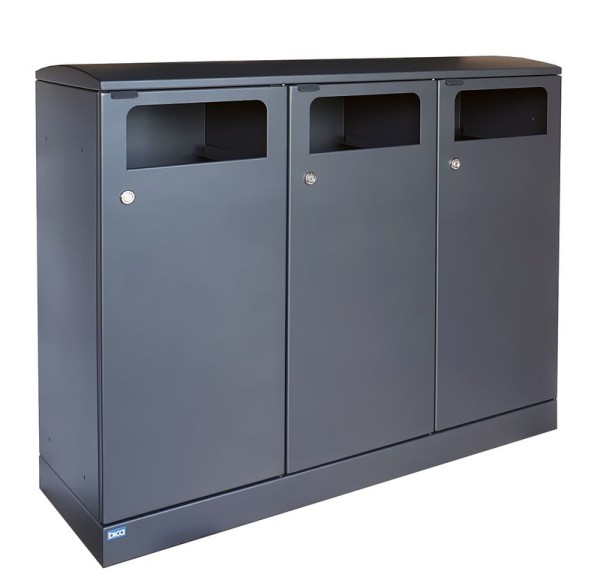 Abfallbehälter für Außenbereich aus Stahl Anthrazit 3x100 L BICA 713
