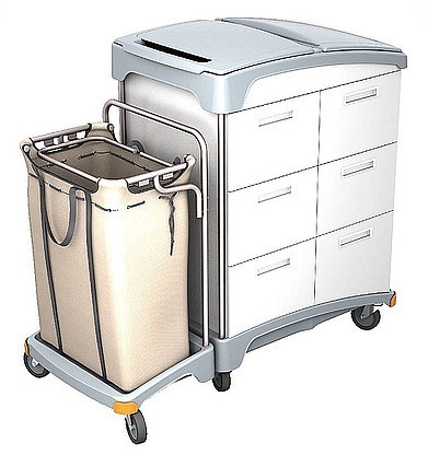 Splast wooden hotel trolley with 6 drawers and 2 plastic lids and linen bag Splast TSH-0008
