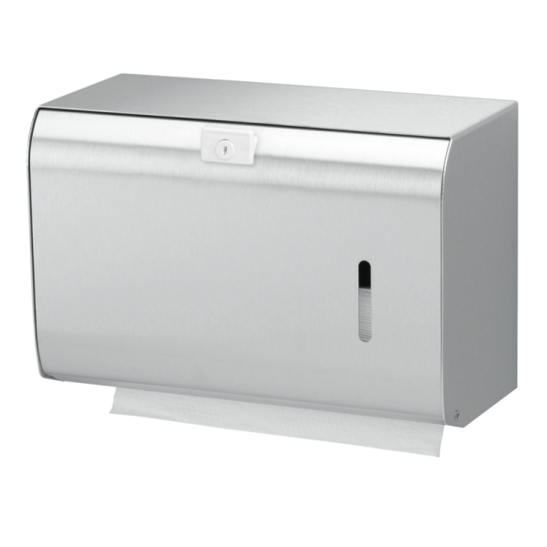 Paper towel dispenser made of stainless steel, ground 300 sheets volume viewing window lockable Ophardt 1420229