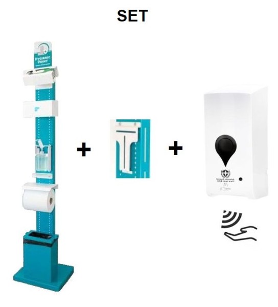 Hand Sanitizer Station with Sensor Disinfection Dispenser, Waste Bin, Paper Roll Holder, Gloves/Face Masks Holder