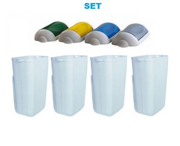 SET waste separation ''Swing'' Marplat MP742 waste bin 23l in white + 4x lid Marplast S.p.A. MP742,MP746