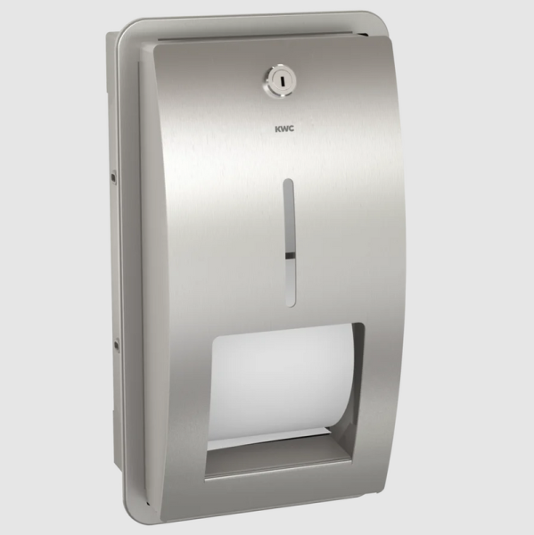 STRATOS toilet roll holder for flush mounting 2 rolls stainless steel KWC STRX672E