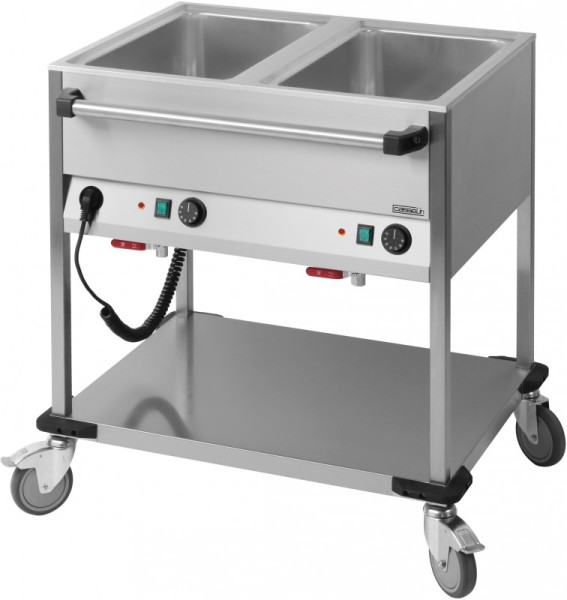 Casselin horizontal bain marie trolley in stainless steel with 2 or 3 containers Casselin  CCBM2H,CCBM3H
