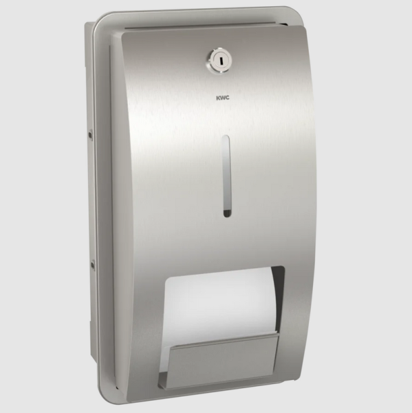 STRATOS toilet roll holder for flush mounting stainless steel 2 rolls KWC STRX671E