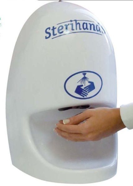 Sterihands aut. disinfectant dispenser with battery & wall holdfast refillable 1L Gamar SH500,SH500
