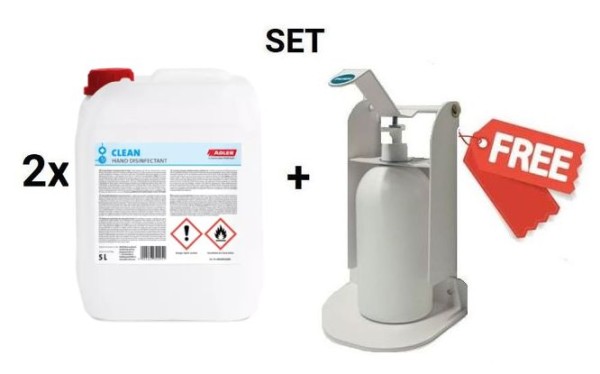 2x canister 5L disinfectant WHO-Recipe & wall mounting disinfectant dispenser for free!
