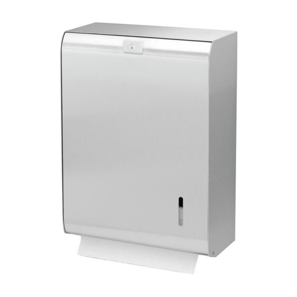 HS 31 EE paper towel dispenser made of ground stainless steel with a capacity of 750 sheets, lockable viewing window Ophardt 1420227
