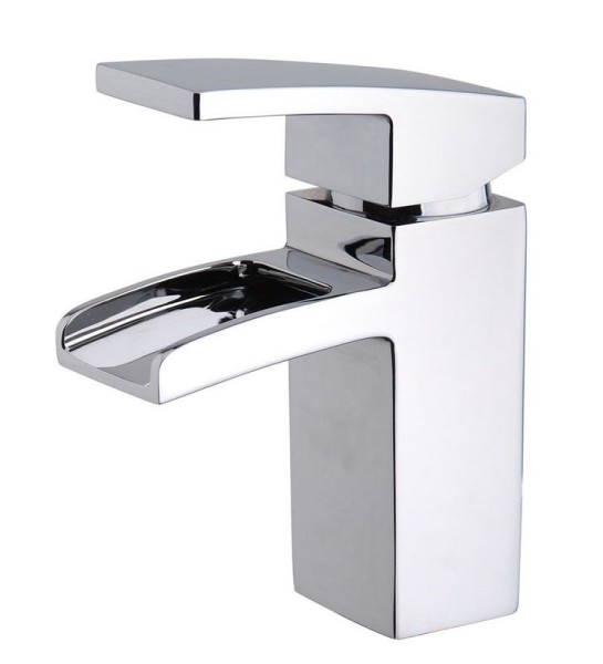 Wiesbaden Rombo waterfall basin tap with waste in chrome look, normal pressure, Art.nrs. 29.4200