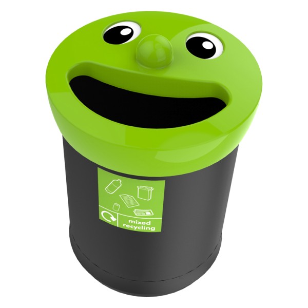Smiley Face Bin 52 liters, mixed recycling green   VB 719471
