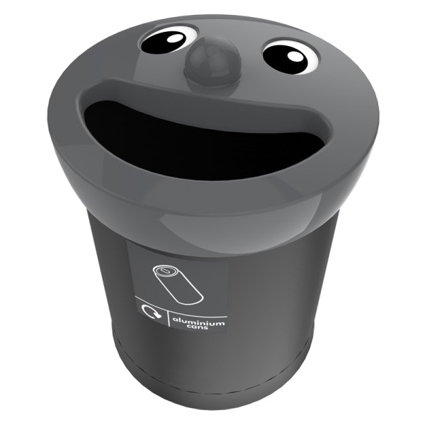 Smiley Face Bin 52 liters, aluminium cans black, grey   VB 719488