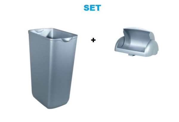 SET Marplast waste paper bin 23 liter made of plastic in  satin + waste bin lid Marplast S.p.A. MP742,748