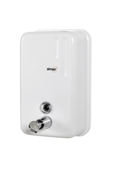 Dispensador de jabón con pulsador acero inoxidable blanco 1,2 litros Simex 04020
