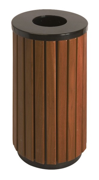 Outdoor Garbage Bin in Wood Look 40L — Galvanized Inner Bucket — VB 789457 — 31010578