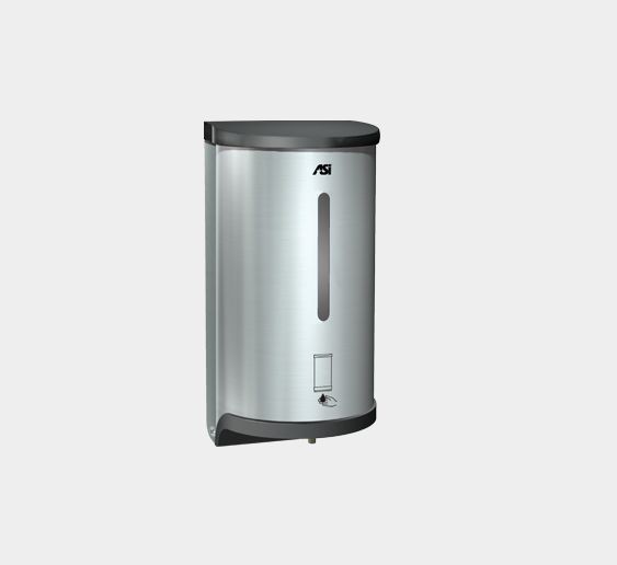Sensor soap dispenser or disinfectant dispenser made of stainless steel for wall mounting in grey