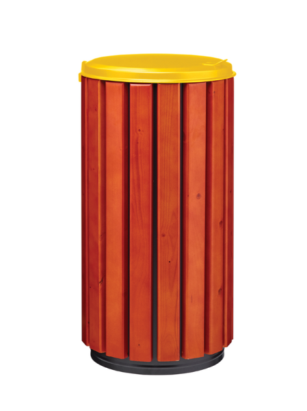 Wooden waste bin with yellow lid Rossignol 57592