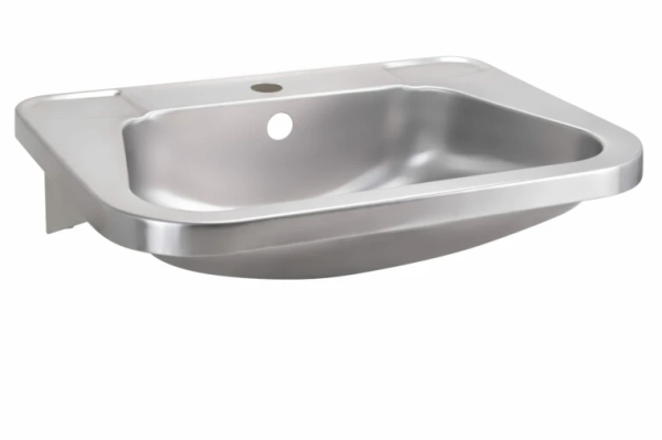 Stainless steel washbasin wall mounting with fitting holes AUM 01