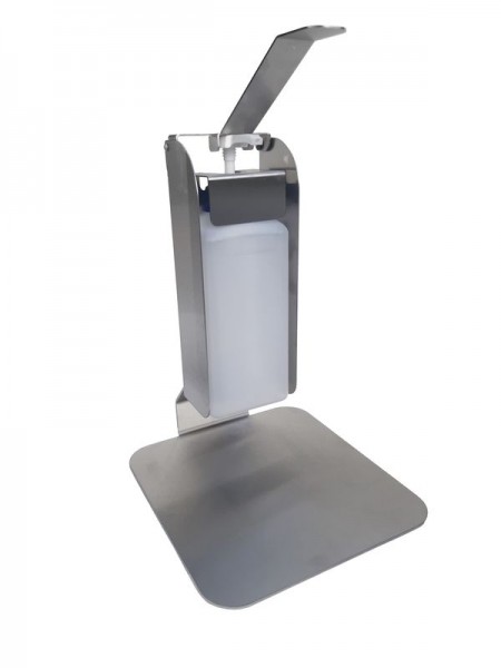 Hygiene station, table model, disinfectant dispenser 1L with stainless steel arm lever