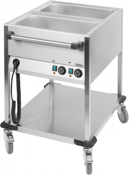 Casselin bain marie trolley in stainless steel 2 or 3 containers - water heated Casselin  CCBM2V,CCBM3V