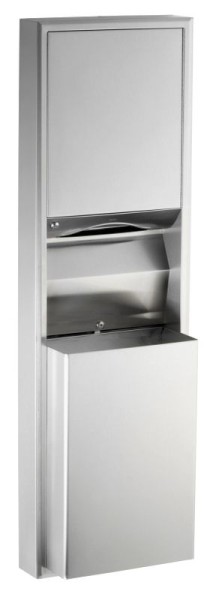 Paper towel dispenser waste container (45 L) combination for surface mounting stainless steel satin Bobrick B-3949