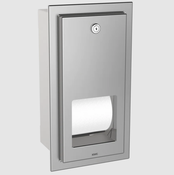 RODAN toilet roll holder for flush mounting spindle system stainless steel satin finish KWC RODX672E